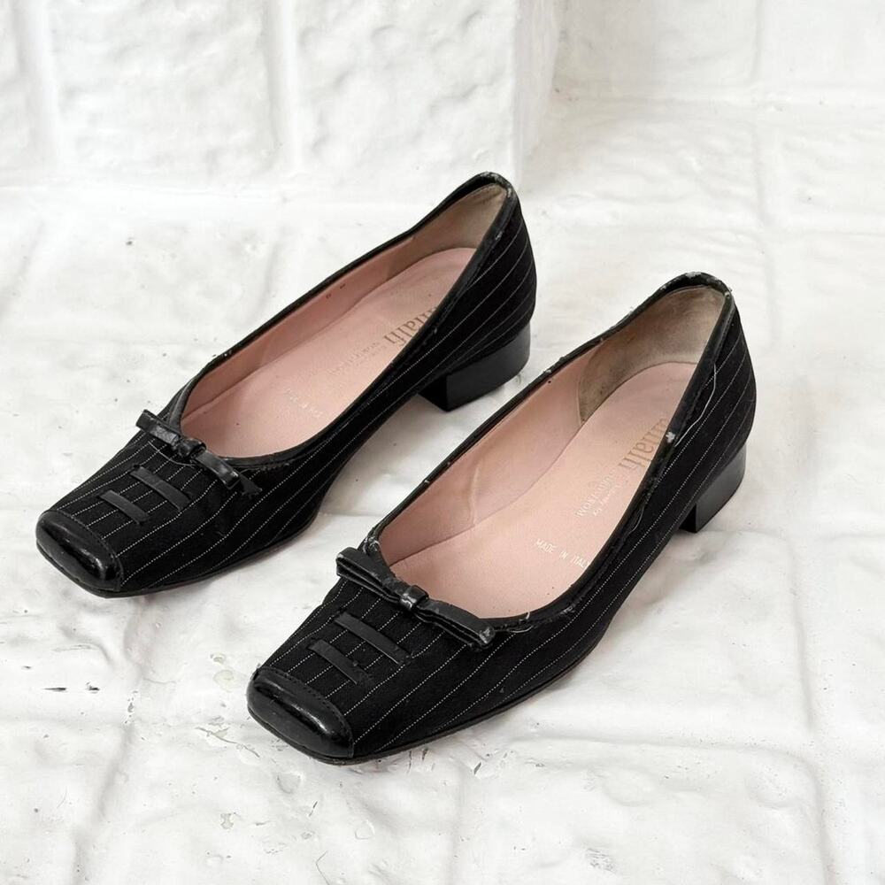 ✿ vintage italian pinstripe loafers ⋆ square toe low heel ✿